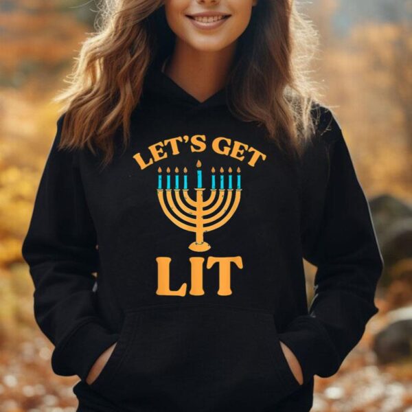 Let's Get Lit Hanukkah Jew Menorah Jewish Chanukkah Unisex Hoodie