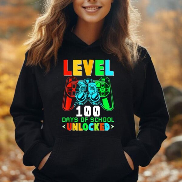 Level 100 Days Of School Unlocked Gamer Video Games Boys Unisex Hoodie