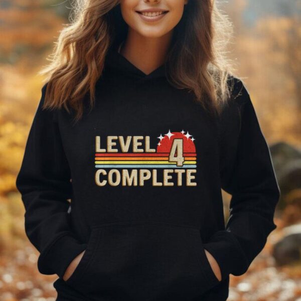 Level 4 Complete Gaming Vintage 4 Years Wedding Anniversary Unisex Hoodie