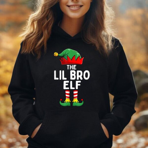 Lil Bro Elf Matching Family Christmas Pajamas Funny Brother Unisex Hoodie