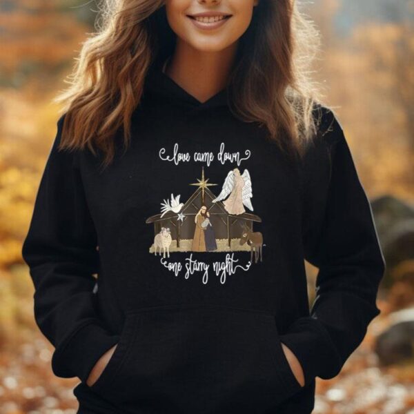 Love Came Down Christian Nativity Scene in Christmas Unisex Hoodie