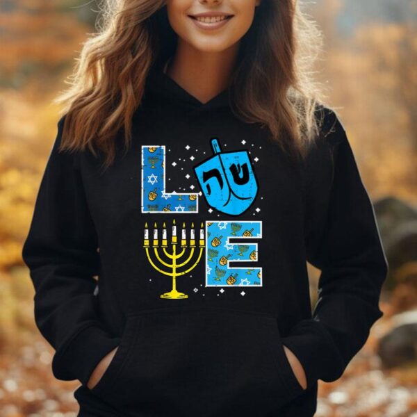 Love Hanukkah Dreidel Menorah Jewish Chanukah Men Women Kids Unisex Hoodie