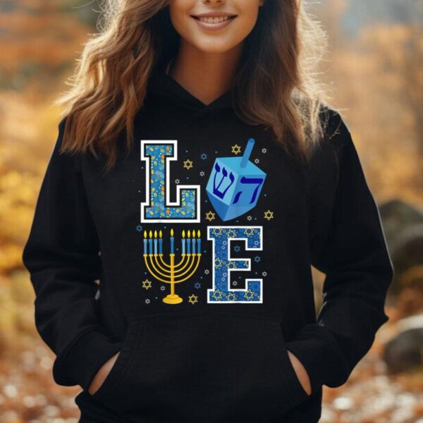 Love Hanukkah Menorah Jewish Festival Of Lights Chanukah Unisex Hoodie