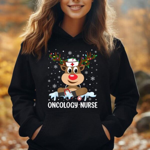 Love Nurse Life Reindeer Oncology Nurse Christmas Pajama Unisex Hoodie