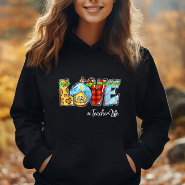 Love Teacher Life Christian Nativity Scene in Christmas Unisex Hoodie