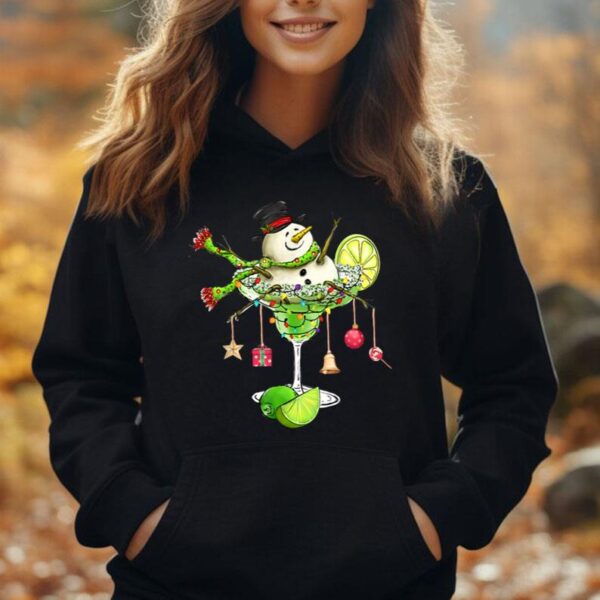 Margarita Glass & Snowman with Light Bulbs Cocktail Glass Unisex Hoodie