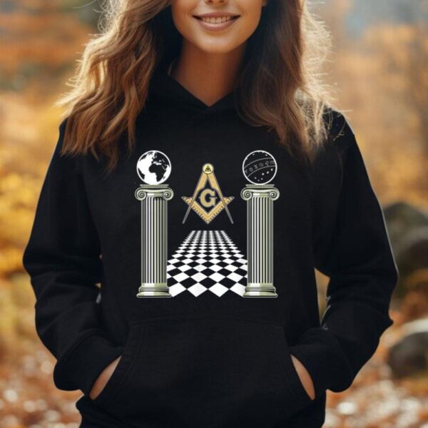 Masonic Columns Pillars Chess Board Floor Symbols Christmas Unisex Hoodie