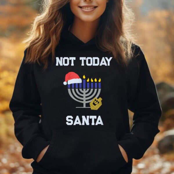 Menorah Not Today Santa Hat Funny Hanukkah Latkes Dreidel Unisex Hoodie