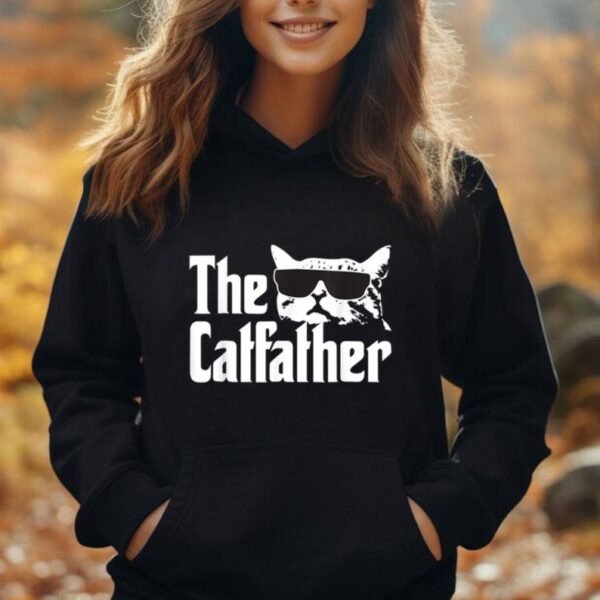 Mens The Catfather Funny Cat Dad Fathers Day Vintage Father's Day Unisex Hoodie