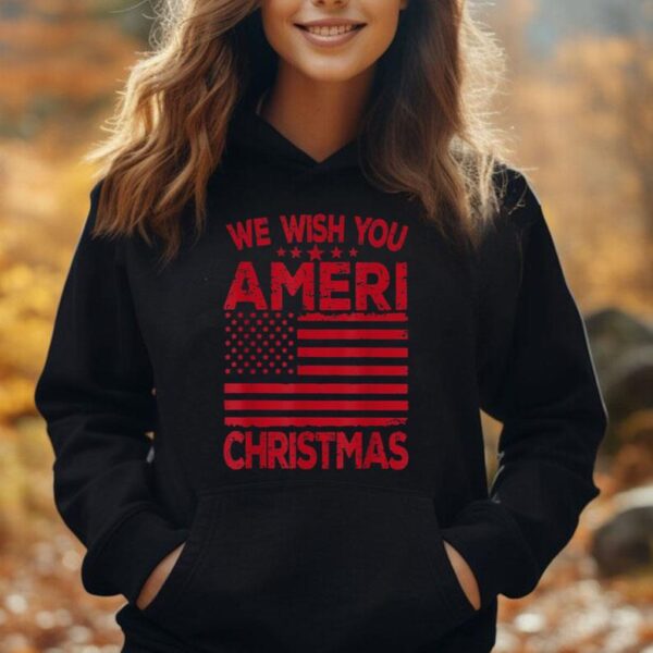 Mens Wish You Ameri Christmas Funny USA Patriotic Unisex Hoodie