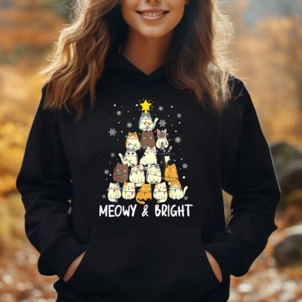 Meowy Catmas Cat Christmas Tree Xmas Girls Boys Funny Santa Unisex Hoodie