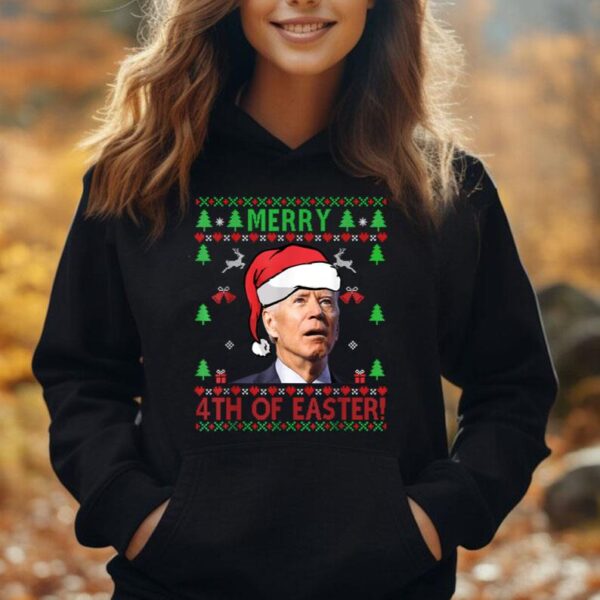 Merry 4th Of Easter Funny Joe Biden Christmas Ugly Sweater Unisex Hoodie