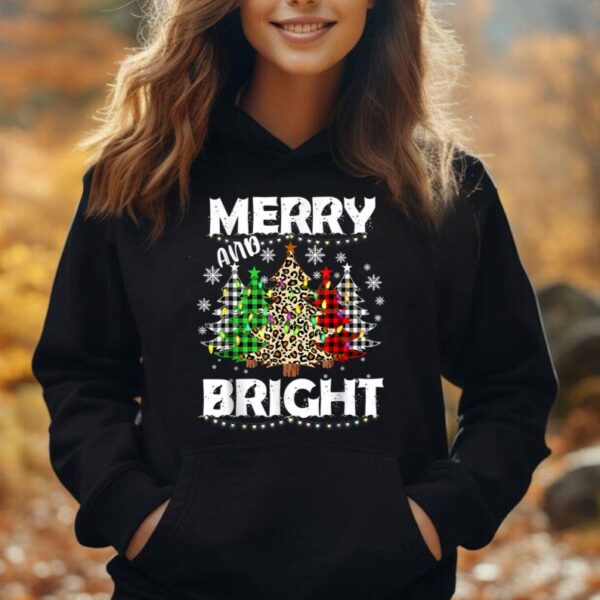 Merry And Bright Christmas Lights Tree Funny Family Pajama Unisex Hoodie