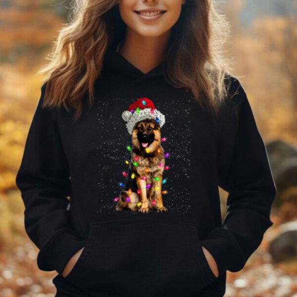 Merry Christmas German Shepherd Santa Hat Lights Xmas Unisex Hoodie