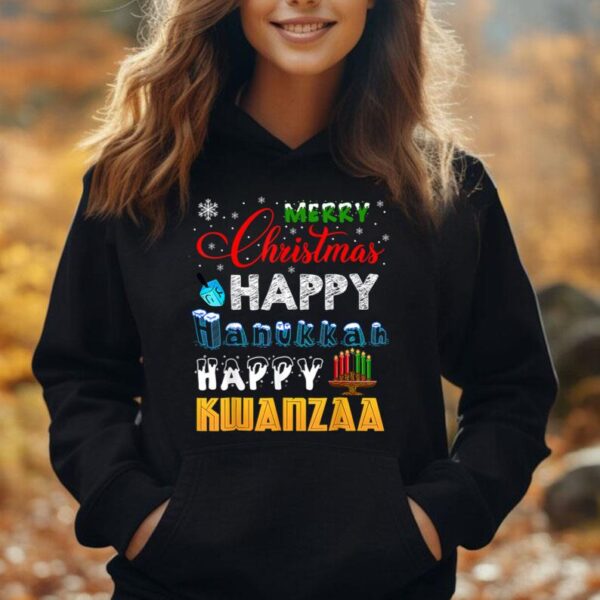 Merry Christmas Happy Hanukkah Happy Kwanzaa Unisex Hoodie