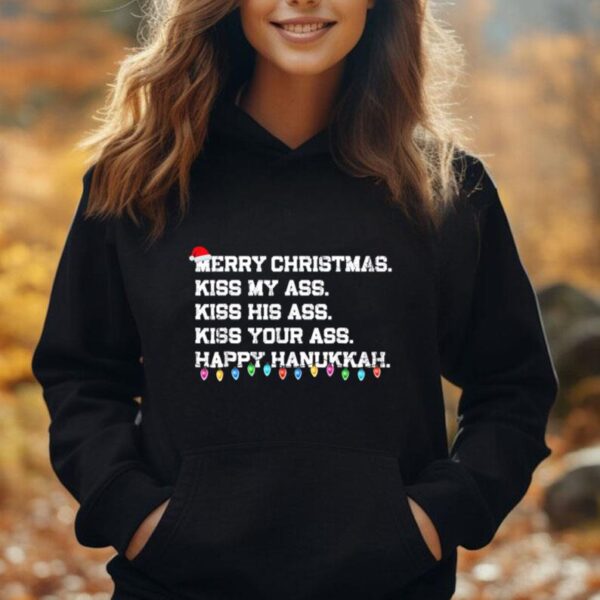 Merry Christmas Kiss My Ass His Ass Your Ass Happy Hanukkah Unisex Hoodie