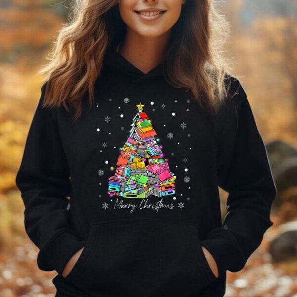 Merry Christmas Tree Love Reading Books Librarian Xmas Tree Unisex Hoodie