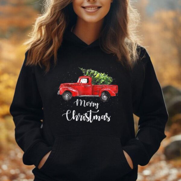 Merry Christmas Vintage Wagon Tree Red Truck Vacation Unisex Hoodie