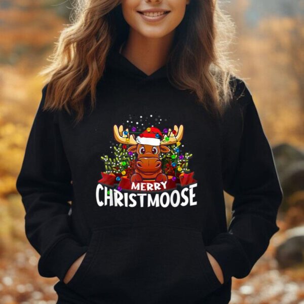 Merry Christmoose Christmas Moose Xmas Tree Lights Unisex Hoodie