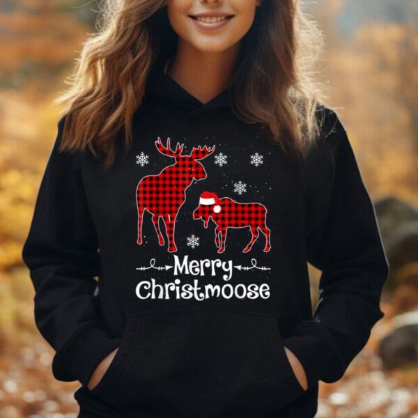 Merry Christmoose Moose Buffalo Red Plaid Christmas Unisex Hoodie