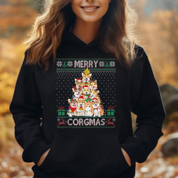 Merry Corgmas Ugly Sweater Funny Corgi Christmas Tree Dog Unisex Hoodie