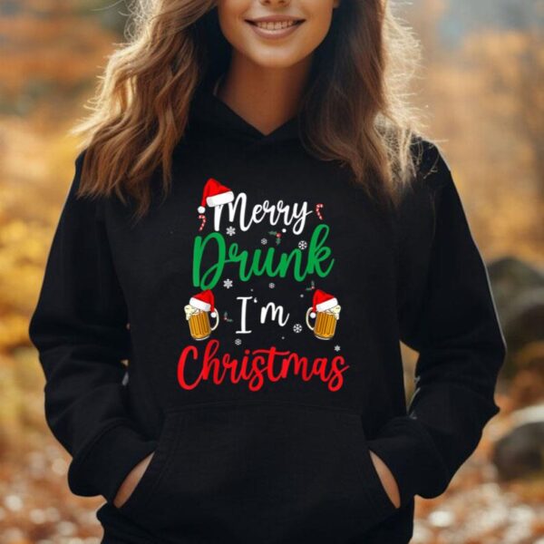 Merry Drunk I'm Christmas Funny Santa Joke Xmas Beer Lover Unisex Hoodie