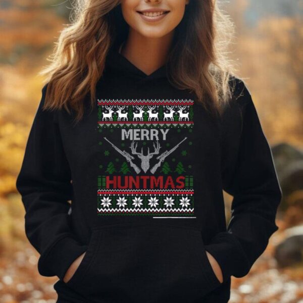 Merry Huntmas Hunting Ugly Christmas Sweater For Deer Hunter Unisex Hoodie