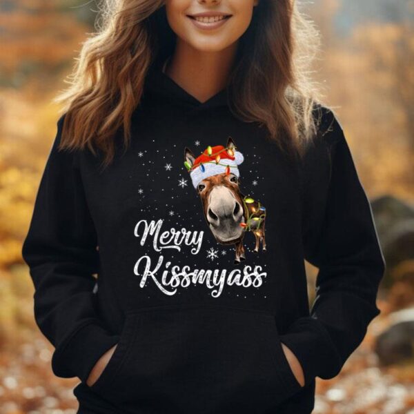 Merry Kissmyass Funny Donkey Lover Sarcastic Merry Christmas Unisex Hoodie