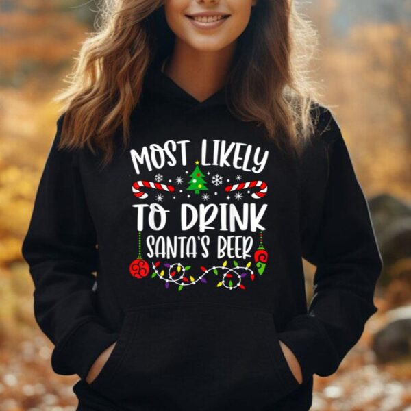 Most Likely To Drink Santa's Beer Family Christmas Drinking Unisex Hoodie