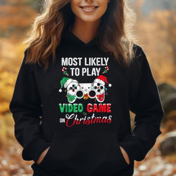 Most Likely To Play Video Games On Christmas Xmas Funny Men Unisex Hoodie