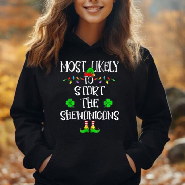 Most Likely To Start The Shenanigans Elf Christmas Family Unisex Hoodie