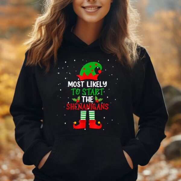 Most Likely To Start The Shenanigans Xmas Family Matching Unisex Hoodie