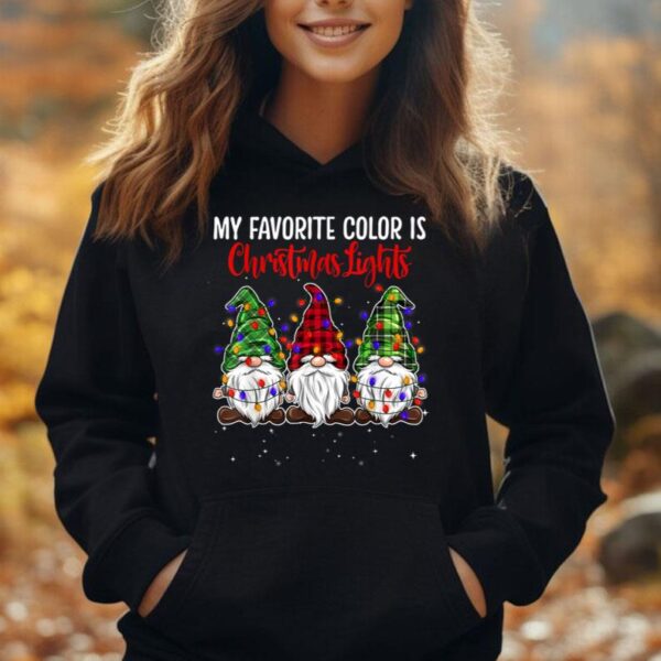 My Favorite Color Is Christmas Lights Gnomies Gnome Buffalo Unisex Hoodie