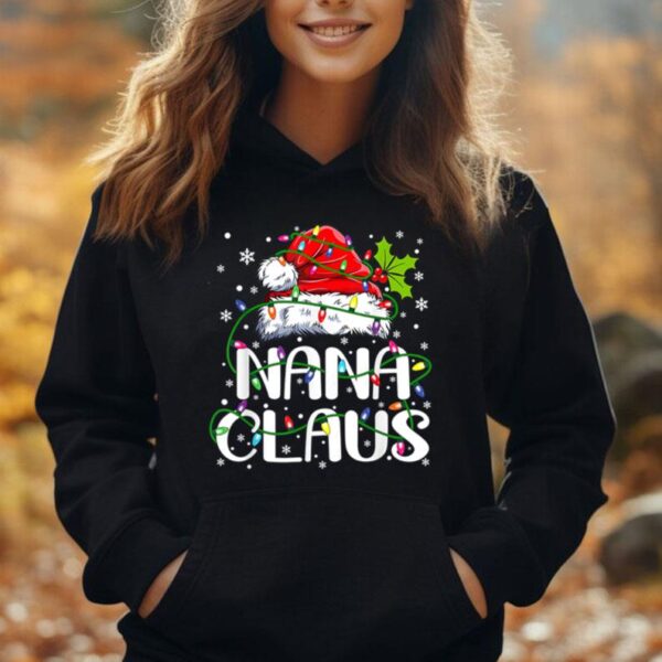 Nana Claus Shirt Christmas Lights Pajama Family Matching Unisex Hoodie