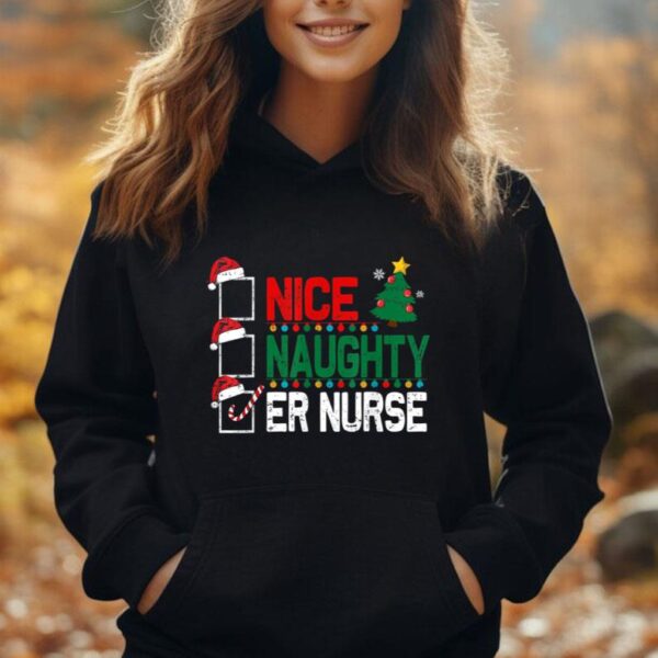 Naughty Nice ER Nurse Christmas Pajamas Funny Santa Hat Xmas Unisex Hoodie