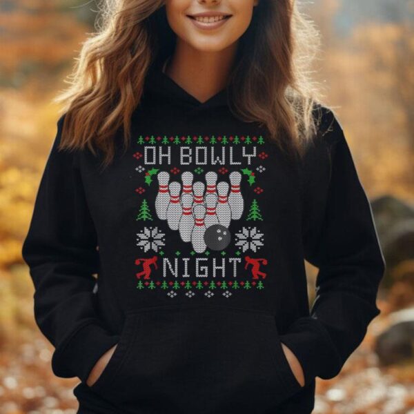 Oh Bowly Night Christmas Bowling Bowler Xmas Ugly Sweater Unisex Hoodie