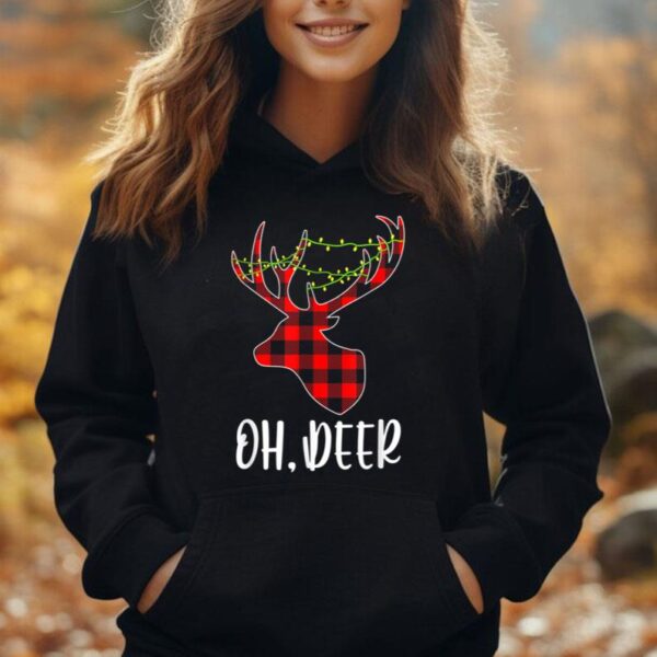 Oh Deer Reindeer Christmas Red Plaid Christmas Unisex Hoodie