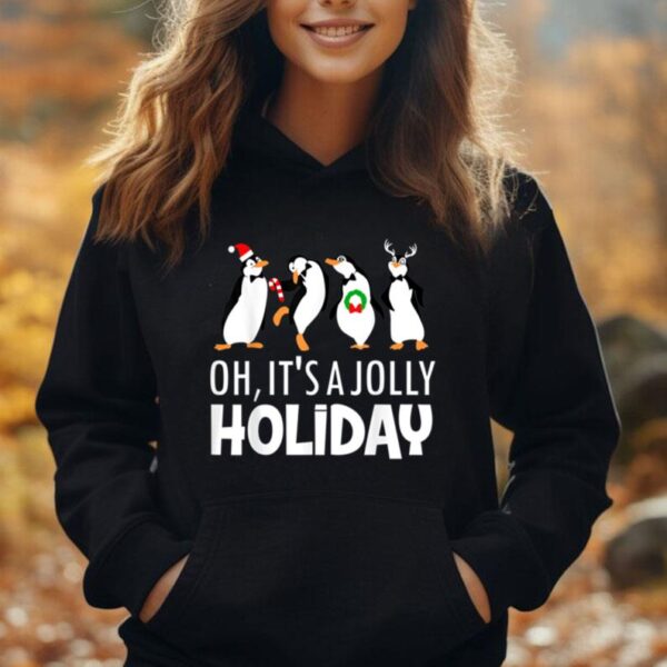 Oh Itu2019s A Jolly a Holidays Christmas Penguin Box Santa Hat Unisex Hoodie