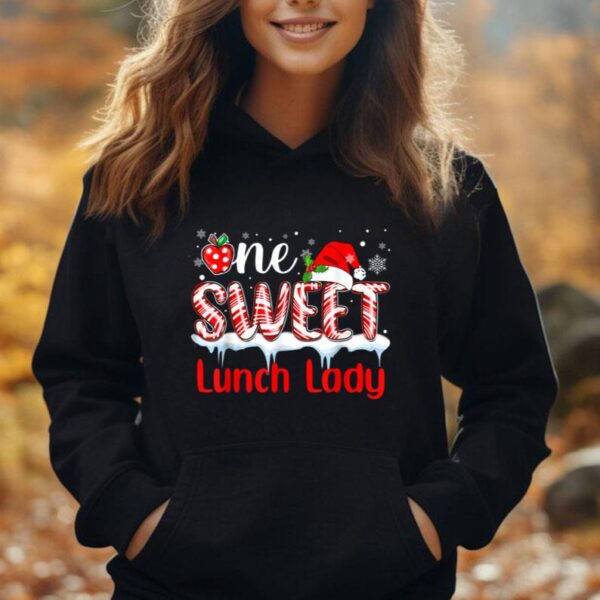 One Sweet Lunch Lady Christmas Candy Cane Santa Hat Funny Unisex Hoodie