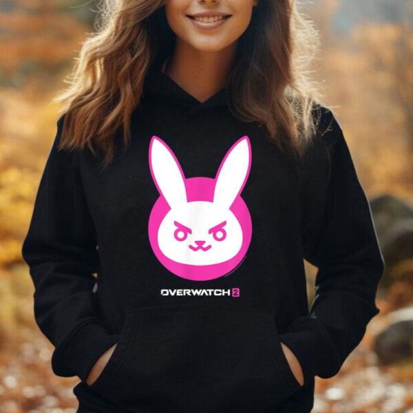 Overwatch 2 D.Va White & Pink Rabbit Center Icon Logo Unisex Hoodie