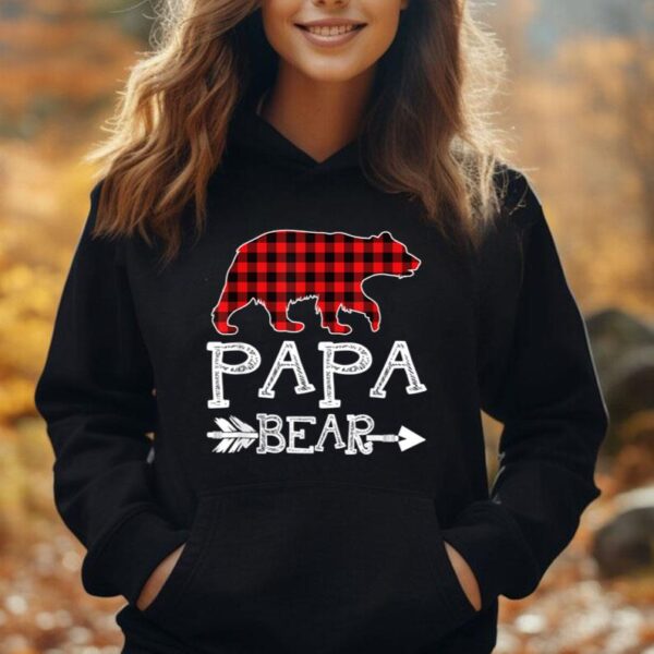 Papa Bear Christmas Pajama Red Plaid Buffalo Family Unisex Hoodie