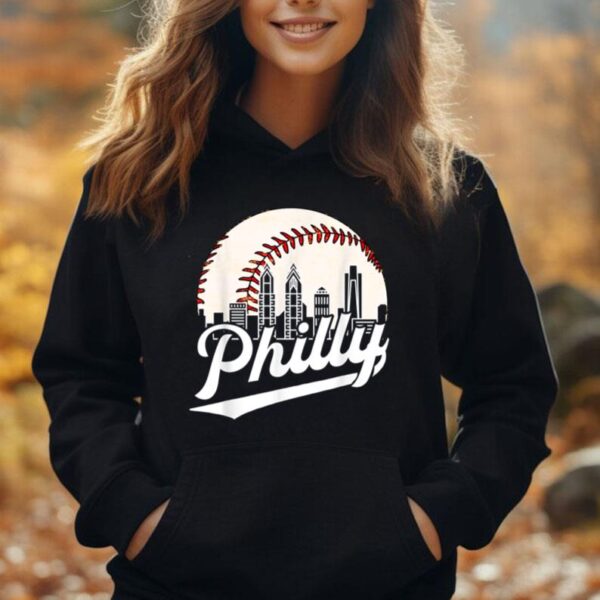 Philly Cityscape Baseball Philadelphia Skyline Retro Vintage Unisex Hoodie