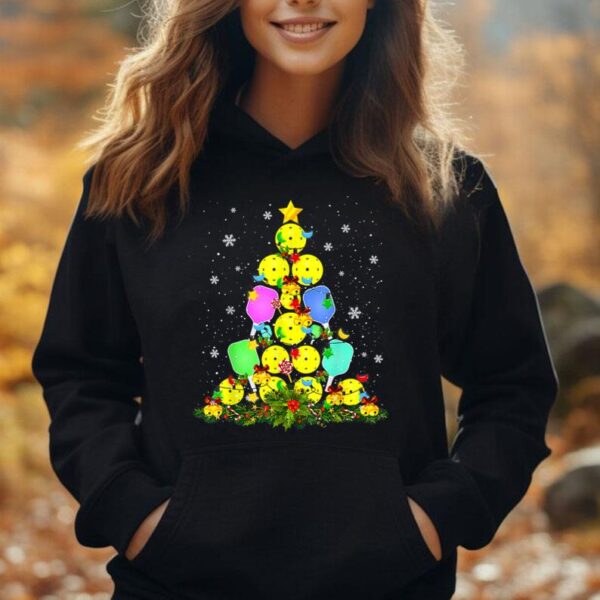 Pickleball Christmas Tree Santa Pickleball X Mas Lights Unisex Hoodie