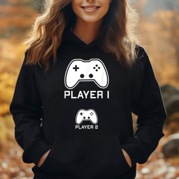 Player 1 & Player 2 Pregnancy Announcement Expecting Mom Unisex Hoodie