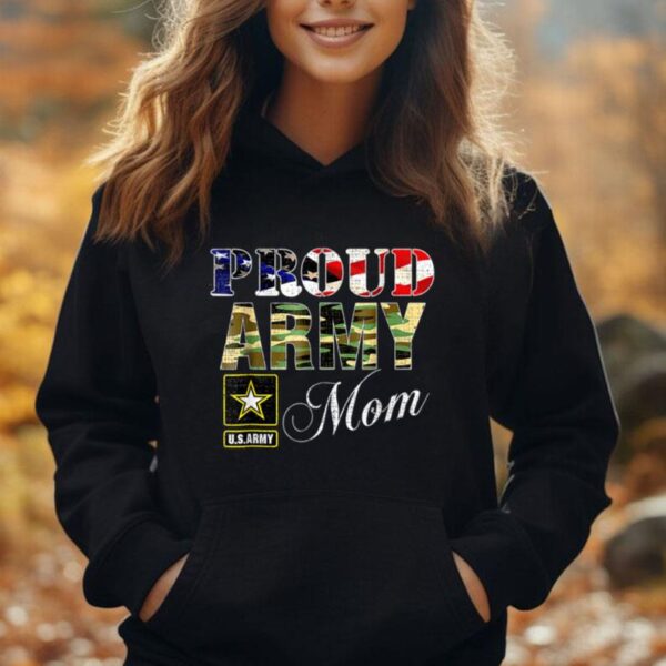 Proud Army Mom With American Flag Gift For Veteran Day Unisex Hoodie