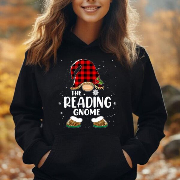 Reading Gnome Buffalo Plaid Matching Family Christmas Unisex Hoodie