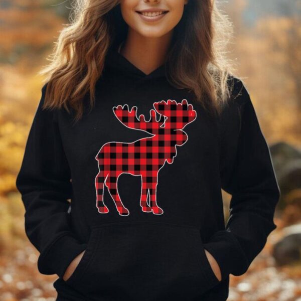 Red Plaid Buffalo Moose Christmas Matching Family Pajama Unisex Hoodie