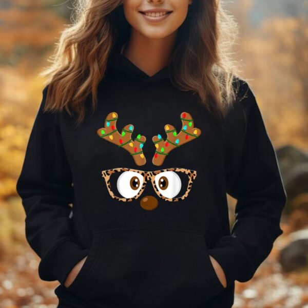 Reindeer Face Glasses Matching Family Christmas Women Girls Unisex Hoodie