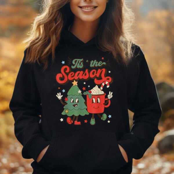 Retro Christmas Tis The Season Christmas Tree Coffee Latte Unisex Hoodie