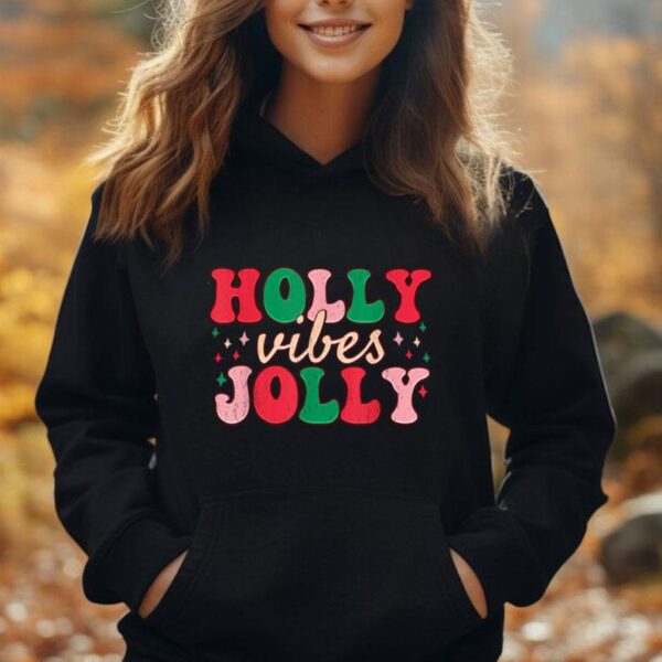 Retro Groovy Holly Xmas Jolly Vibes Christmas For Men Women Unisex Hoodie